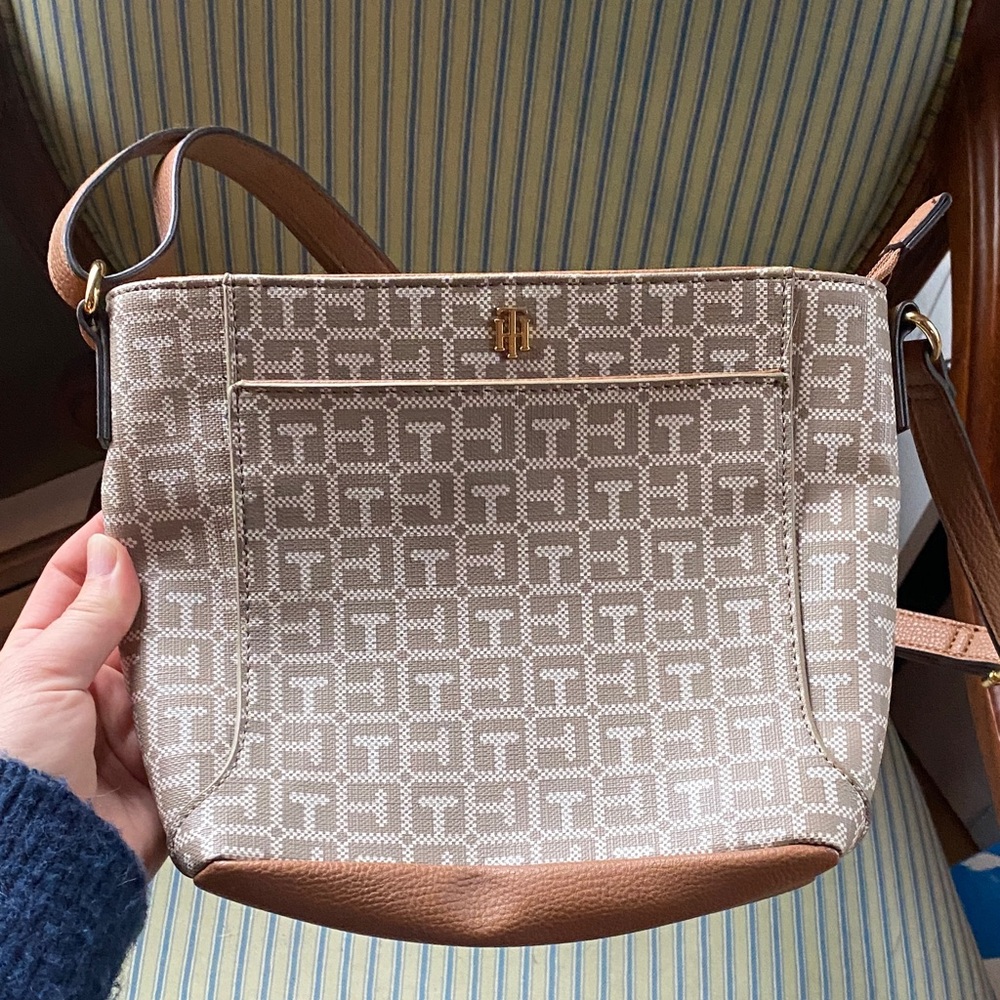 Tommy Hilfiger Brown and Cream Crossbody Bag
